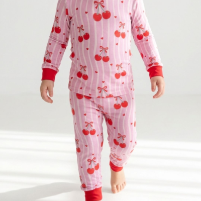 Bamboo Toddler Pajama Set | Sweet Cherry Hearts